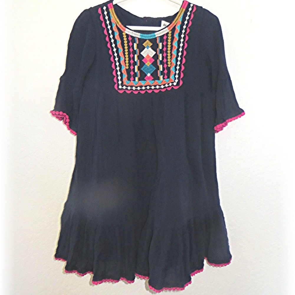 Artisan NY Blue BoHo Embroidered Front Dress 5